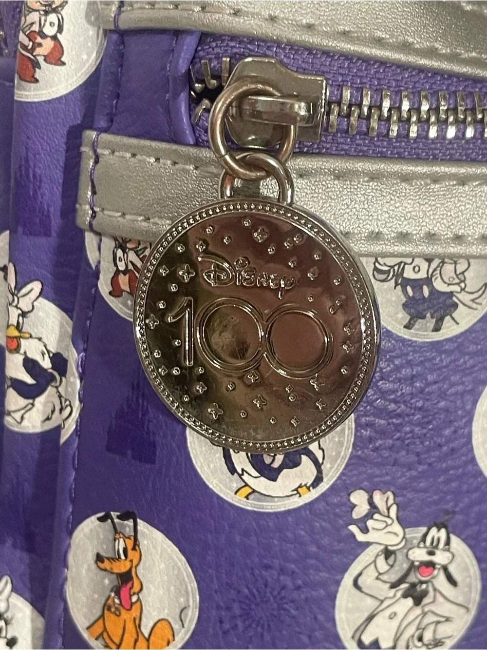 Disney 100th Anniversary Loungefly Mini Backpack Bag Mickey Platinum Purple Spot
